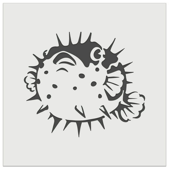 Startled Spiny Puffed Pufferfish Funny Fugu DIY Cookie Wall Craft Stencil - 5.5 Inch