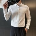 thumbnail image 2 of Camisas y blusas negras de manga larga a rayas blancas para hombre, estilo coreano, tallas grandes, ropa de diseñador social asiático genial, 2 of 5