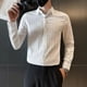 thumbnail image 2 of Camisas y blusas negras de manga larga a rayas blancas para hombre, estilo coreano, tallas grandes, ropa de diseñador social asiático genial, 2 of 5