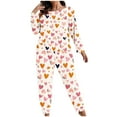 thumbnail image 2 of Valentine's Pajamas for Women Heart Printed Long Sleeved Top+Pants Casual Home Wear Pajama Sets, 2 of 7