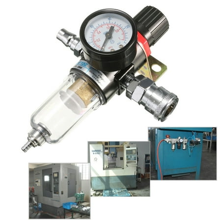 - 1/4'' Air Compressor Filter Water Separator Trap Tools Kit With Regulator Gauge