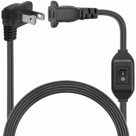 [6-Feet] On Off Switch Extension Cord, Right Angle 2-Prong Polarized Extension Cord with On-Off Inline Switch 12A 125V for Your Chargers/Lamp/Power Adapters etc, 16AWG Cord Black