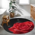 thumbnail image 3 of Red Rose Round Area Rug 3.3Ft Washable Circle Rugs for Dining Room Table, Abstract Spring Flowers Vintage Black Non-Slip Carpet Floor Mats Indoor Outdoor Carpet Runner Aesthetic Home Decor, 3 of 8