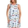 thumbnail image 1 of Vsdgher Robes d'Été Imprimé Requin Nageur pour Femmes Robe de Plage Décontractée Col en U Sans Manches Ample avec Poche, 1 of 7