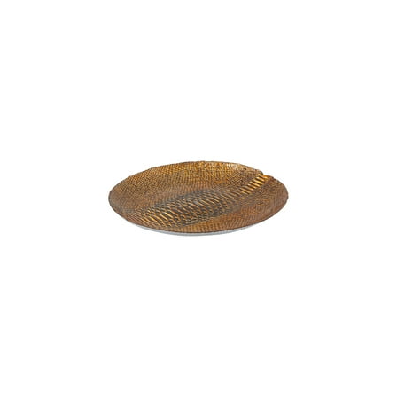 Glass Charger Plate - 19" Gold & Brown Decorative Accent - Textured Rim for Table Settings