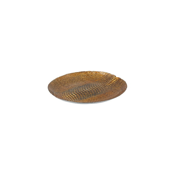 Glass Charger Plate - 19" Gold & Brown Decorative Accent - Textured Rim for Table Settings
