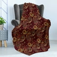 thumbnail image 4 of Paisley Soft Flannel Fleece Throw Blanket, Middle Pattern Tribual Artwork Bohemian, Cozy Plush for Indoor and Outdoor Use, 70" x 90", Brown Mustard, by Ambesonne, 4 of 5