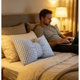 thumbnail image 6 of Homellea Light Blue Gingham Bow Throw Pillow, 24 x 14 Inch Blue White Checkered Decorative Accent Cushion with Velvet Back and Polyester Fill for Couch, Sofa, Bed and Home Decor, 6 of 8