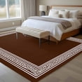 thumbnail image 5 of Coffee Brown Greek Key Large Area Rugs for Bedroom Living Room, Soft Non Slip Carpet Bedside Rug, Geometric Greece Ancient Farmhouse Geo Rectangular Floor Cover Kitchen Accent Rug 6'x9' for Office, 5 of 9