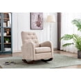 thumbnail image 2 of Fabric Padded Seat Rocking Chair with Side Pocket Mid-Century Modern Nursery Rocking Armchair Upholstered Tall Back Accent Glider Rocker for Living Room(Light Beige), 2 of 8