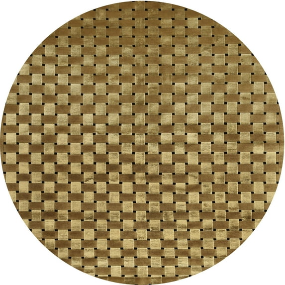 Ahgly Company Indoor Round Contemporary Caramel Brown Abstract Area Rugs, 5' Round