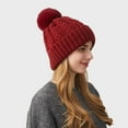 thumbnail image 3 of UTSJKR Women Cute Bow Beanie Hat Winter Warm Knitted Hats Soft Ladies Crochet Skull Cap Fashion Aesthetic Accessories Wine, 3 of 3