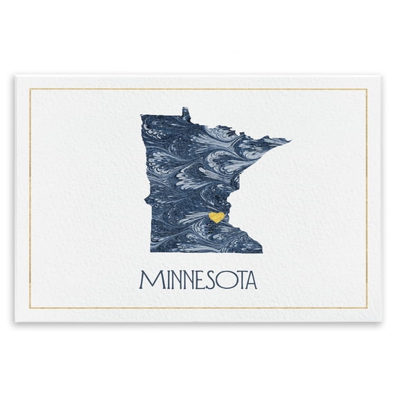 Stupell Industries Contemporary Minnesota Minimal Blue Marbled Paper Silhouette Wall Plaque Art, 19 x 13, by Lil' Rue
