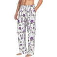 thumbnail image 2 of Uemuo Lavender Flowers Pattern Men's Wide Leg Palazzo Lounge Pants with Pockets Light Weight Loose Comfy Casual Pajama Pants-Medium, 2 of 9