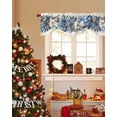 thumbnail image 4 of Christmas Flower Tie Up Valances Curtain, Blue Poinsettia Floral Xmas Winter Vintage Adjustable Rod Pocket Short Window Treatment Tie Up Curtains Valances for Kitchen Living Room Bathroom 54x18 In, 4 of 9
