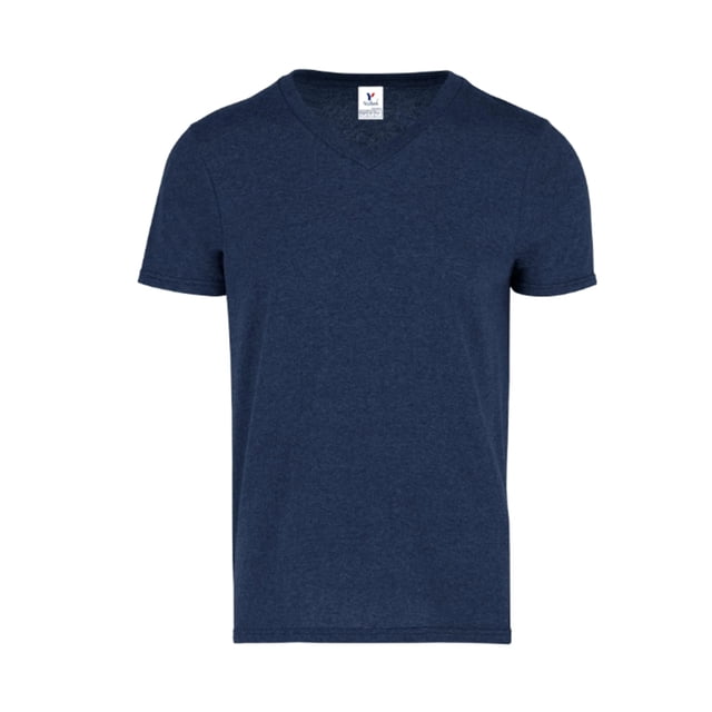 Playera Cuello V Yazbek para caballero Color Marino jaspe Doble Extra grande 50% algodón 50% poliéster