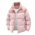 thumbnail image 3 of LTTVQM Mens Winter Thickened Windproof Warm Hooded Coat Color Block Wear Comfortable Outerwear Cotton Jacket Pink 3XL, 3 of 4