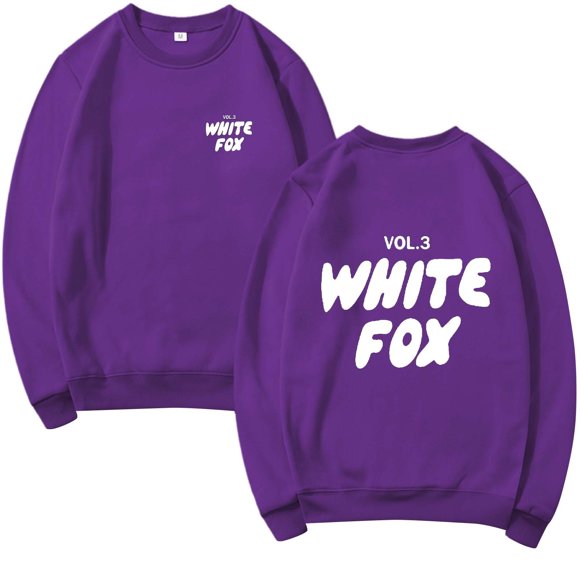 White Fox Sweatshirt Sweatshirts For Teen Girls Long Sleeve Letter Preppy Casual Graphic Pullover Cute Oversized Blouse Crewneck Sweatshirt Women Purple S Clearance