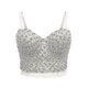 thumbnail image 1 of Women Pearl Rhinestones Crop Top Push Up Corset Tank Top Femme Beaded Backless White Tops zhangyuxiang LED, 1 of 2