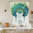 thumbnail image 3 of Blue Green Seagrass Tie Up Curtain 45 Inches Long, Vintage Art Watercolor Texture Balloon Style Kitchen Window Curtain Over Sink, Small Window Rod Pocket Curtain 42"x45", 3 of 9