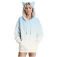 thumbnail image 2 of Htigea Womens Hoodies Cute Ears Hooded Sweatshirts Preppy Long Sleeve Pullover Casual Loose Fit Tops with Kangaroo Pocket Light Blue M, 2 of 5