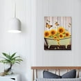 thumbnail image 3 of JRXY  Sunflower Bathroom Wall Art Sunflower Butterfly Bathtub Canvas Picture Wall Decor Yellow Sunflower Grey Rustic Background Art Print Framed Painting (Wooden frame) pattern1, 3 of 4