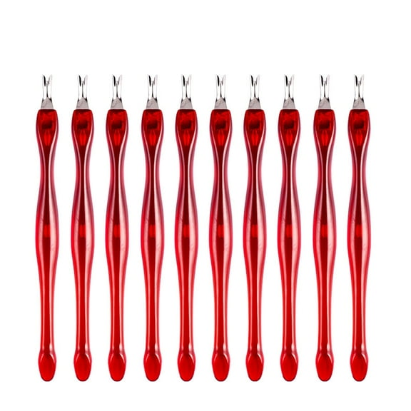 Clearance! Ankoty Nail Art 10Pc Tools: Stainless Cuticle Trimmer Cuticle Remover Exfoliating Cuticle Pusher Cuticle Removal Tools for Manicure and Pedicure 10Pc Dead Skin Fork Red