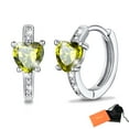 thumbnail image 1 of Pendientes de aro de plata de ley con piedras natales Silvora para mujer. Diamantes creados. Delicada joya de regalo para cumpleaños o Navidad, 1 of 8