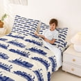 thumbnail image 3 of Castle Fairy Vintage Train Bed Sheets 4pcs for Adults, Navy Pattern King Sheets for Bedroom, Navy Beige, 3 of 6