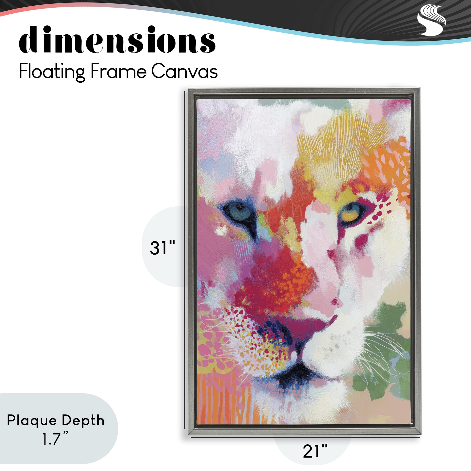 Stupell Industries Lion Eyes with Intense Gaze Gray Framed Floater Canvas Wall Art, design by Chromatic Storm Studio