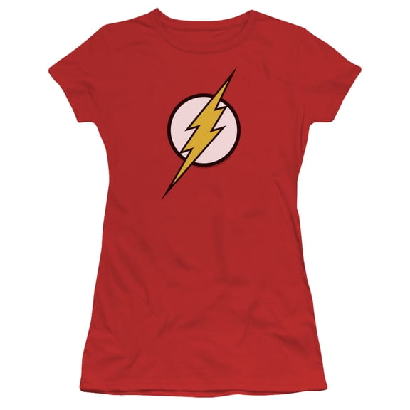 Jla - Flash Logo - Juniors Teen Girls Cap Sleeve Shirt - XX-Large