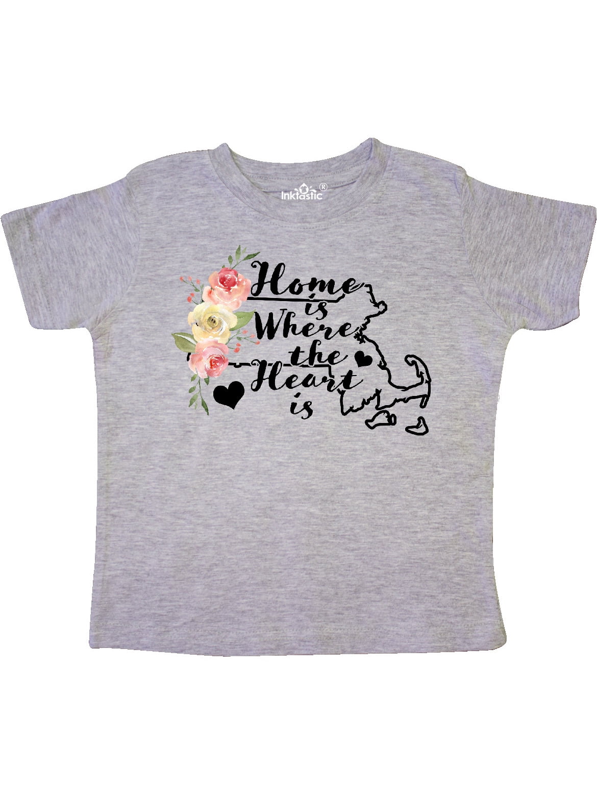 inktastic Massachusetts Home is Where The Heart is with Toddler T-Shirt