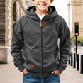 thumbnail image 2 of KAUOD Boys Girls Long Sleeve Hoodie Sweatshirts Full Zip Up Casual Hooded Hoodies Kids Trendy Solid Lightweight Jacket with Pocket, 2 of 9