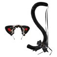 thumbnail image 1 of Conjunto de diadema y cola Fernando accesorios para disfraces tocado Cosplay orejas de animales Negro Rojo, 1 of 7