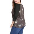 thumbnail image 4 of Unique Bargains Juniors' Plus Size 3/4 Sleeve Floral Female Modern Raglan Tops 4X Coffee, 4 of 7