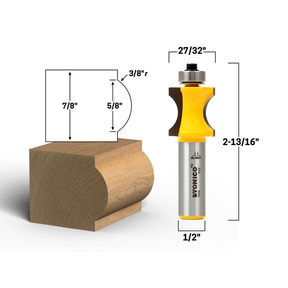 3/4" Radius Convex Edge Router Bit - 1/2" Shank - Yonico 13110