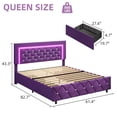 thumbnail image 2 of 4 Ever Winner Queen Size Bed frame with Headboard, Faux Leather Upholstered Bed Frame, Wood Slat Support, No Box Spring Needed, Easy Assembly, Purple, 2 of 7
