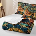 thumbnail image 4 of Homewish Bohemian Gold Mandala Quilt Full,Retro Exotic Paisley Full Bedspread Sets,3pcs, 4 of 7