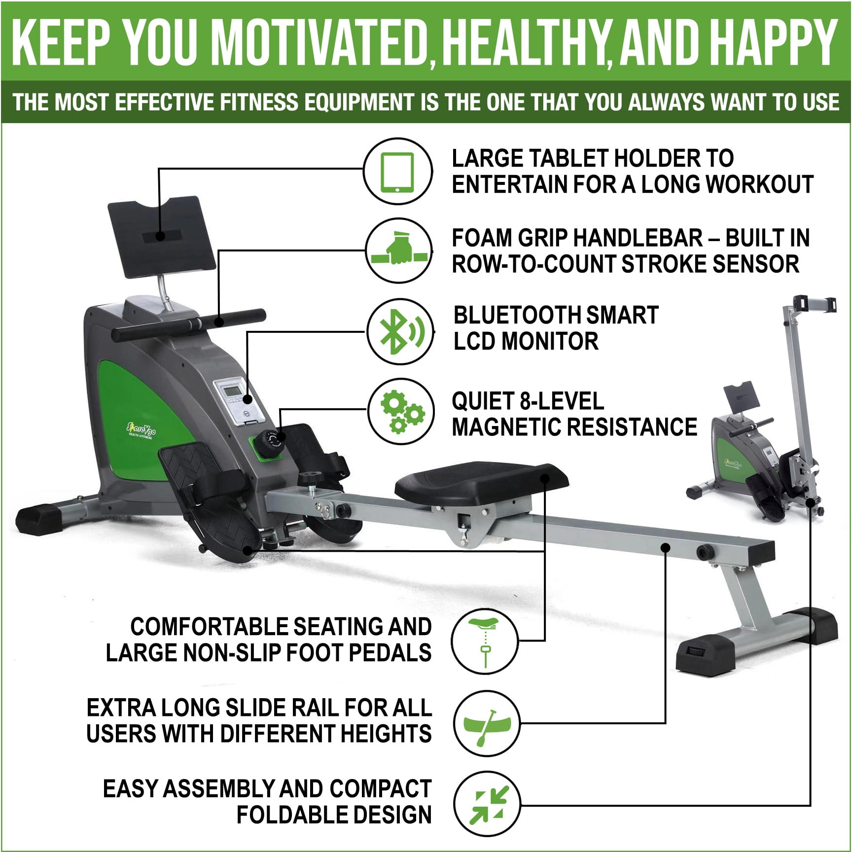 Sharevgo smart rower folding magnetic rowing machine sale