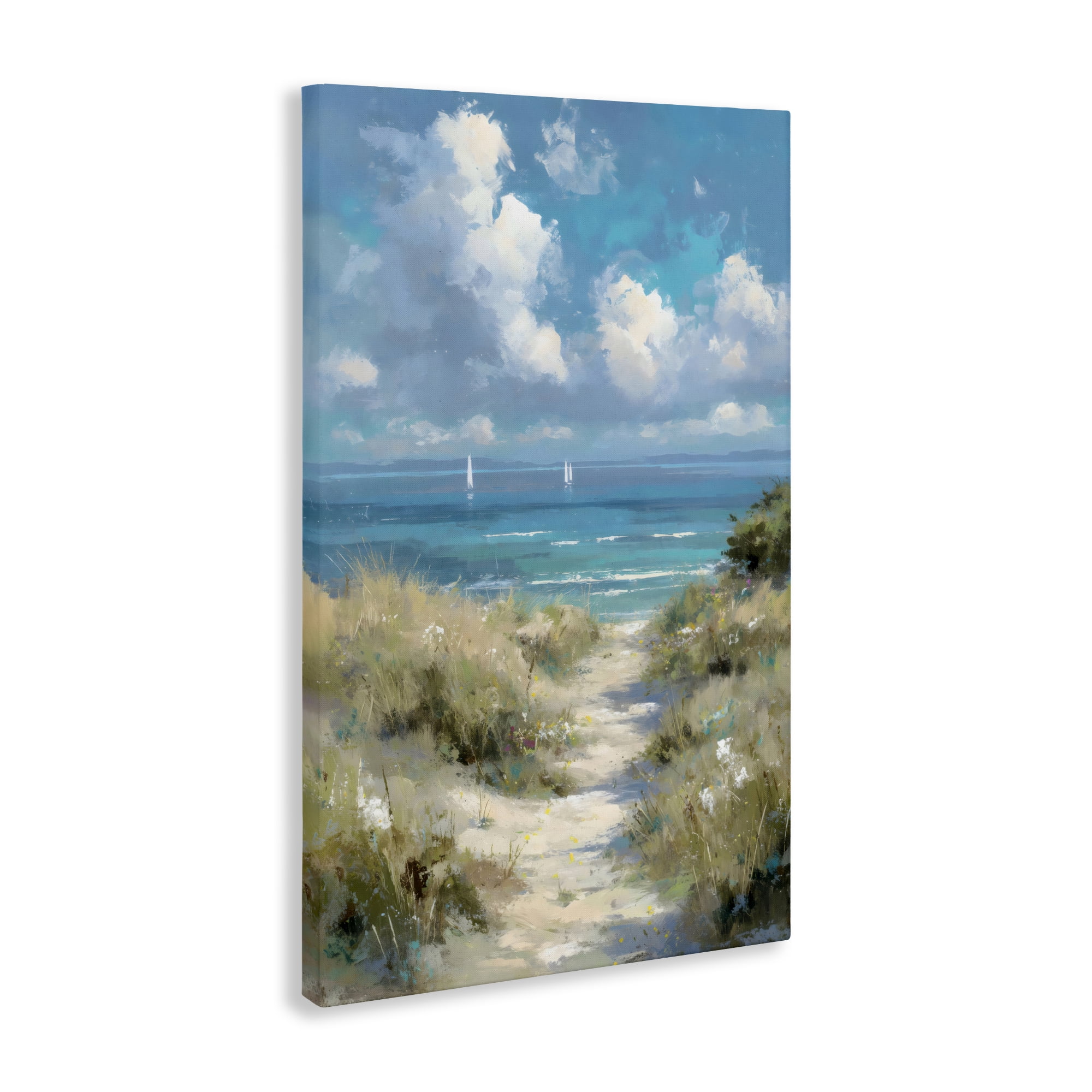 Stupell Industries Impressionist Clouds over Beach Path Canvas Wall Art, design by Petal Prints Design