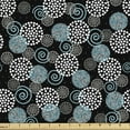thumbnail image 1 of Abstract Fabric by the Yard, Classic Vintage Geometric Circles and Round Shaped Spirals Celebration, Decorative Upholstery Fabric for Chairs & Home Accents, Sky Blue Black Grey by Ambesonne, 1 of 5