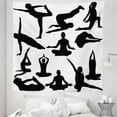 thumbnail image 1 of Spa Tapestry, Yoga Postures Woman Body Relaxation Hobby Theme Hippie Print, Fabric Wall Hanging Decor for Bedroom Living Room Dorm, 5 Sizes, Black White, by Ambesonne, 1 of 1