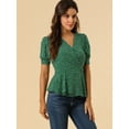 thumbnail image 4 of INSPIRE CHIC Women's Dots Print Tie Waist Ruffle Hem V Neck Wrap Peplum Tops, 4 of 6