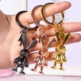 thumbnail image 4 of Sunjoy Tech Rabbit Keychain with Faux Leather Lanyard 3D Zinc Alloy Gift Mirror Shine Bunny Animal Key Ring Pendant Backpack Ornament, 4 of 5