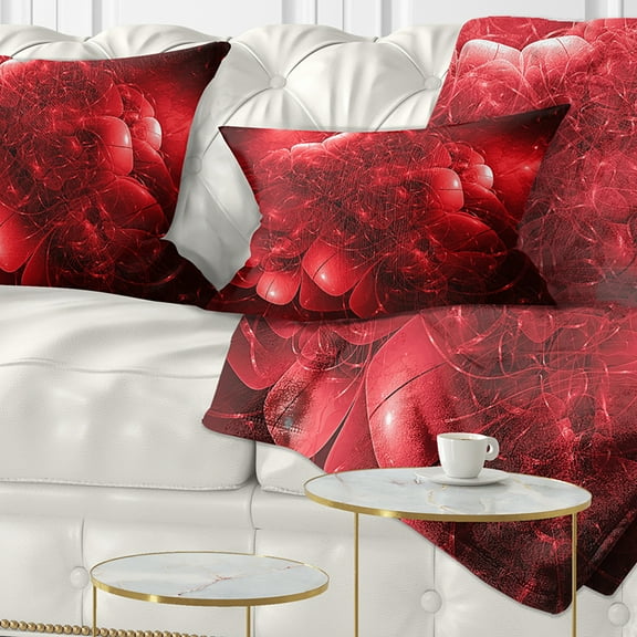 Designart Alien Mystical Flower Red - Floral Throw Pillow - 12x20