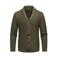 thumbnail image 2 of Men's Shawl Collar Cardigan Sweater Slim Fit Cable Knit Long Sleeve Button Up Fashion Wool Sweaters (XL, Green), 2 of 3