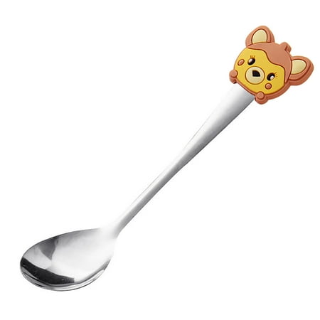 

Soup Spoon Non-stick Cute Sturdy Handle Stainless Steel Kids Rice Spoon for Children
