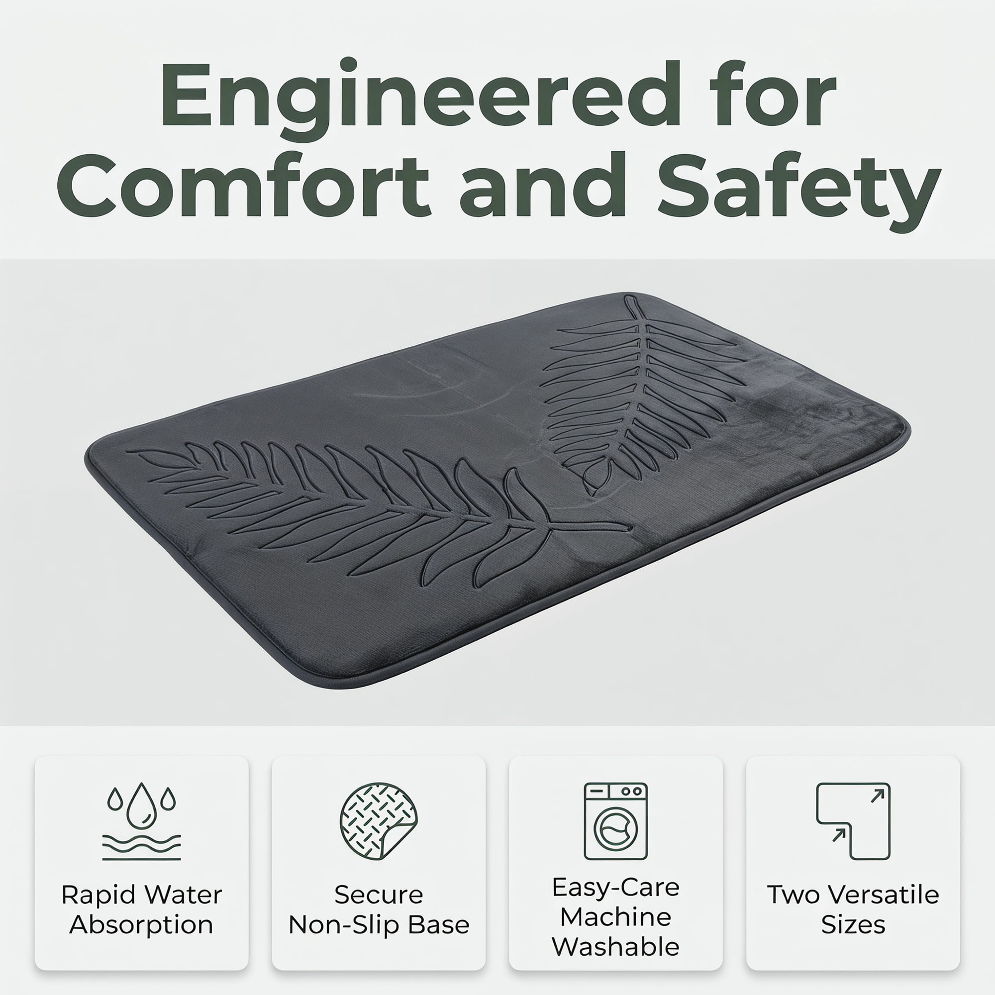 Unique Bargains Thick Absorbent Plush Non Slip Microfiber Bath Mat Dark Gray 24" x 16"