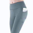 thumbnail image 5 of LEAVINGSUO Yoga Pantsfor Women Workout Out Pocket Leggings Fitness Running Sport Pants Base Layer Pants Gray XL, 5 of 9