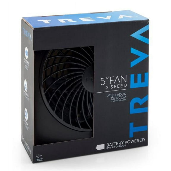 Treva 5" 2 Speed Battery Powered Portable Desk Fan